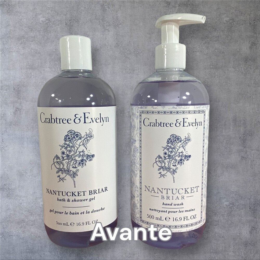2 Crabtree & Evelyn Nantucket Briar Bath Shower GEL Hand WASH Soap 16.9 fl oz